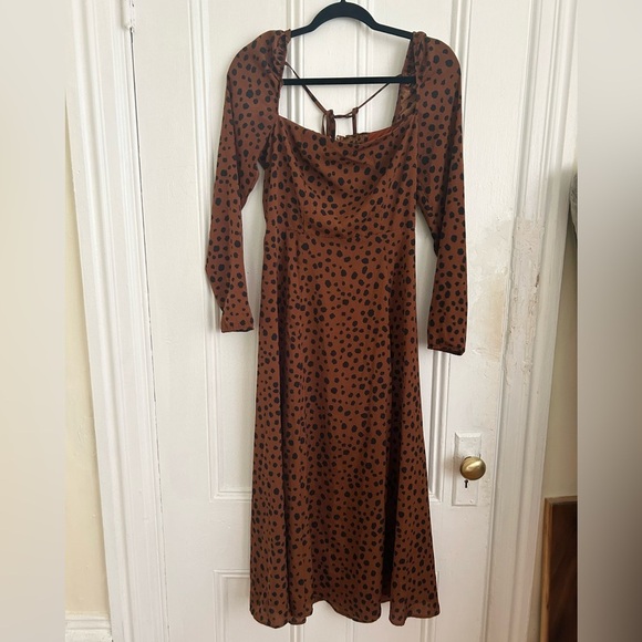 NWOT Few Moda Caara Lenon Abstract Leopard Flare Dress - Picture 2 of 7